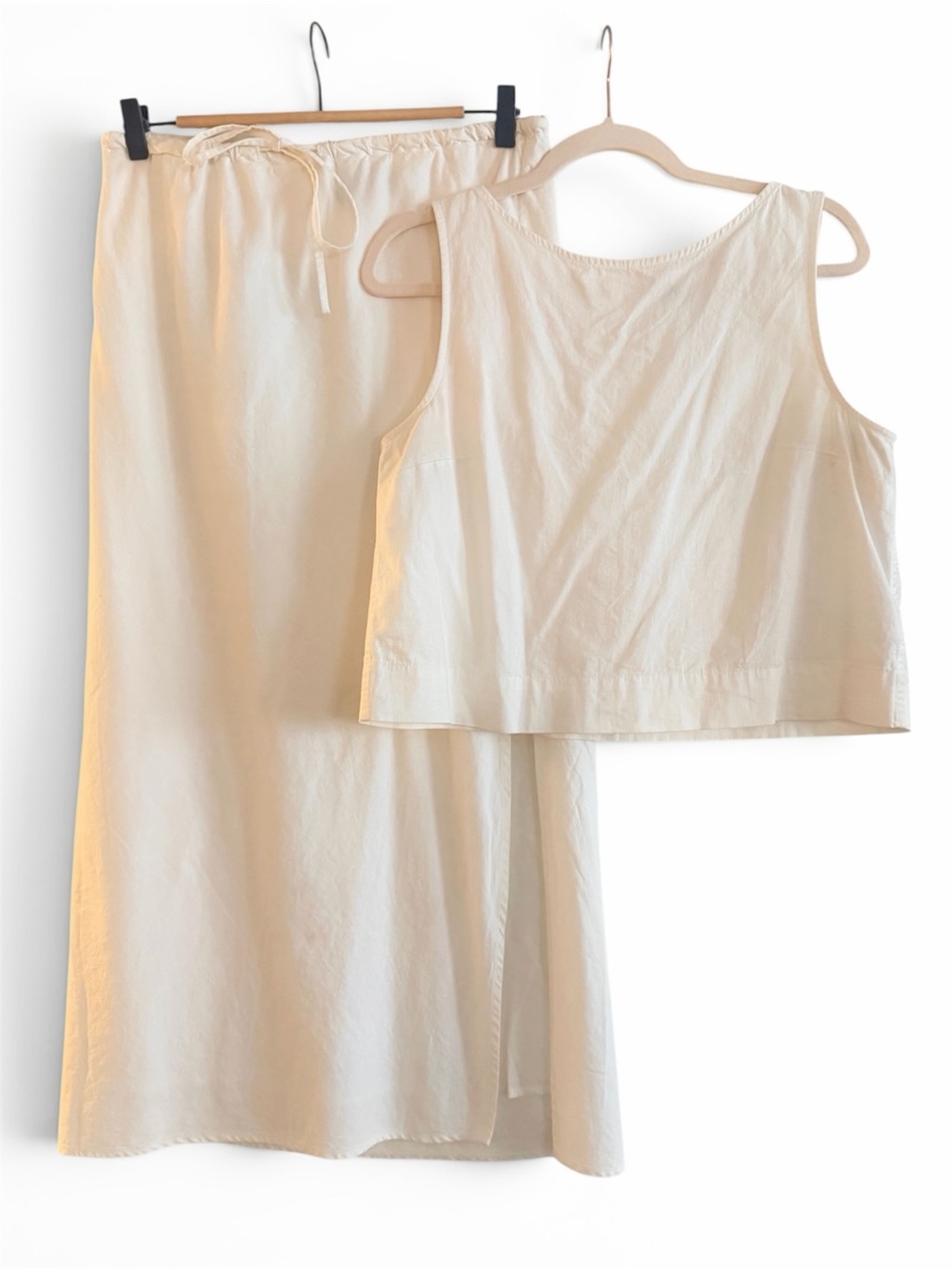 *SET* Gap Linen Blend MIDI Skirt + Crop Shell Tank Top | Off White | Size Medium